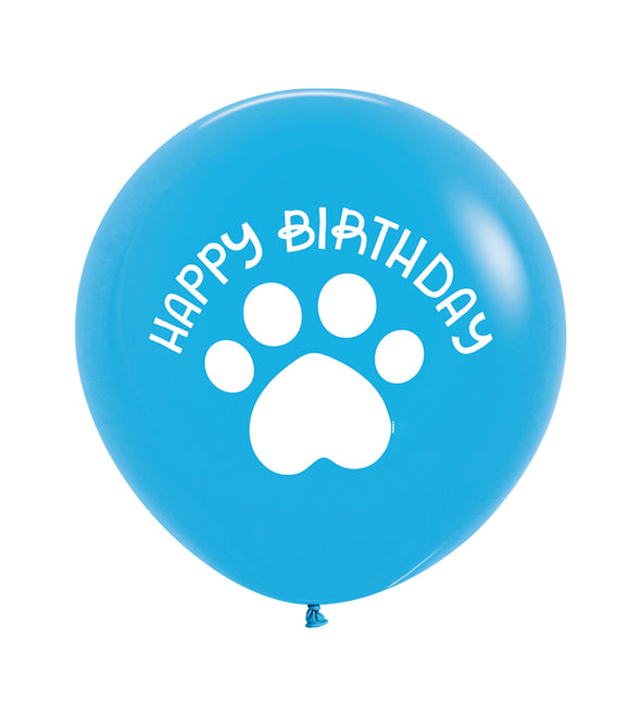 Palloncini di buon compleanno blu a forma di zampa 60 cm 3 pezzi