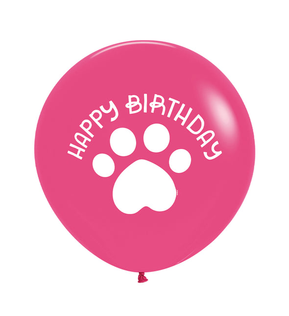 Palloncini di buon compleanno rosa a forma di zampa 60 cm 3 pezzi