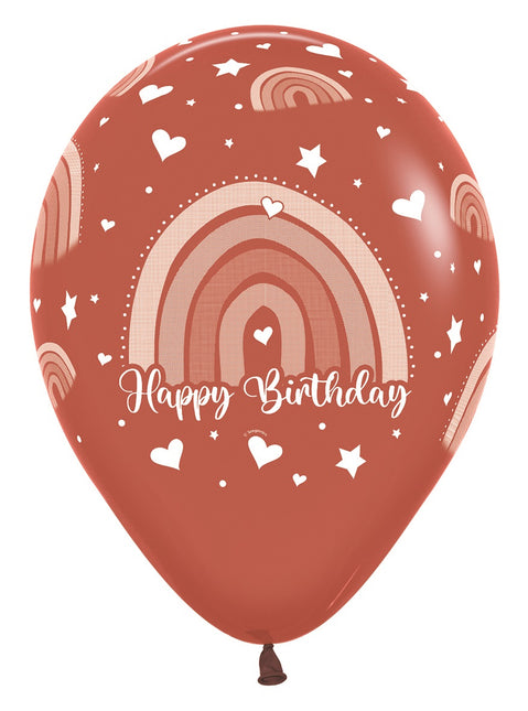 Palloncini di Buon Compleanno Arcobaleno Colorato 30cm 12pz