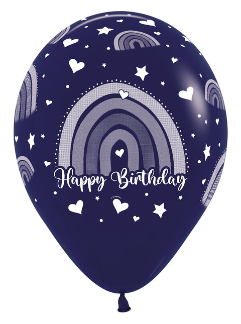 Palloncini Happy Birthday Arcobaleno Colorato 30cm 25pz