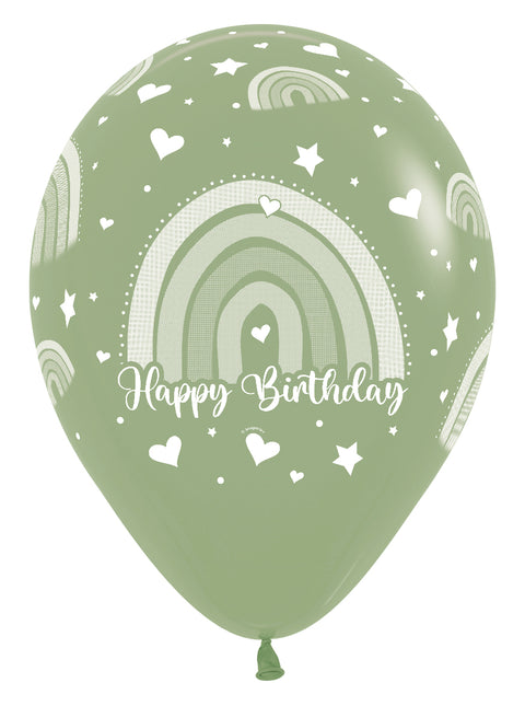 Palloncini Happy Birthday Arcobaleno Colorato 30cm 25pz