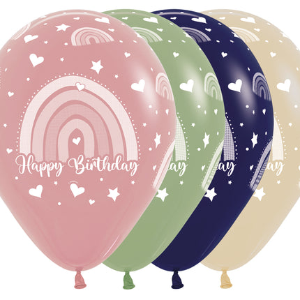 Palloncini Happy Birthday Arcobaleno Colorato 30cm 25pz