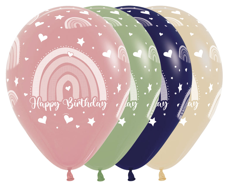 Palloncini Happy Birthday Arcobaleno Colorato 30cm 25pz