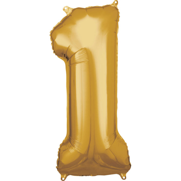 Palloncino a figura 1 anno Oro Lucido Vuoto 88cm