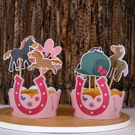 Toppers per cupcake a forma di cavallo 12 pezzi