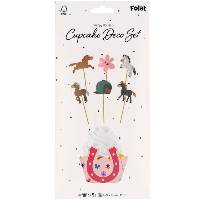 Toppers per cupcake a forma di cavallo 12 pezzi