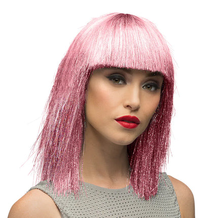 Parrucca rosa shocking (lustrini argentati)