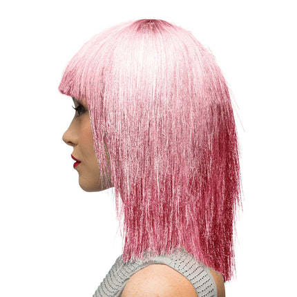 Parrucca rosa shocking (lustrini argentati)