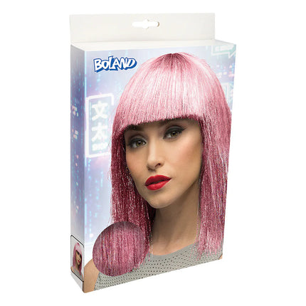 Parrucca rosa shocking (lustrini argentati)