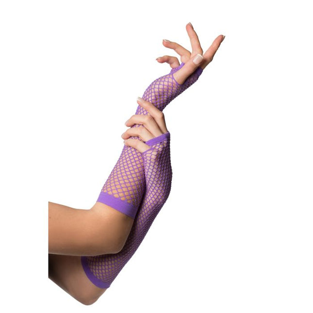Guanti senza dita a rete lunghi viola