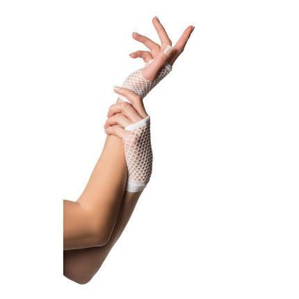 Guanti senza dita a rete corti bianchi