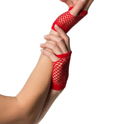 Guanti senza dita corti a rete rossi