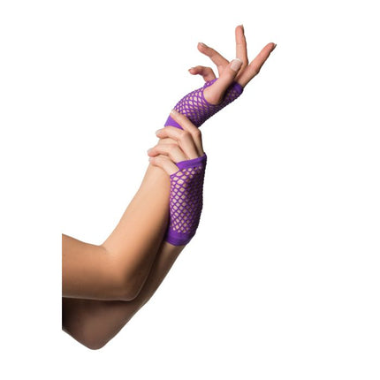 Guanti senza dita corti a rete viola