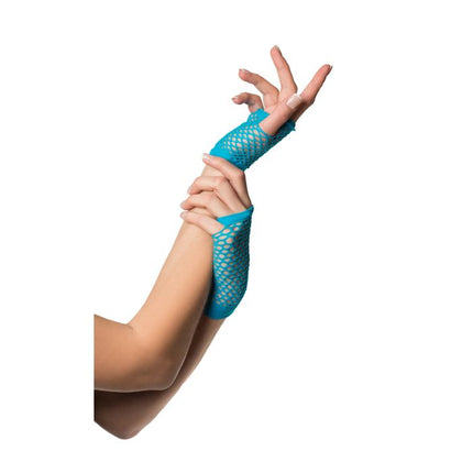 Guanti senza dita corti a rete turchese