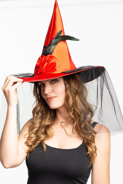 Cappello da strega di Halloween arancione alto