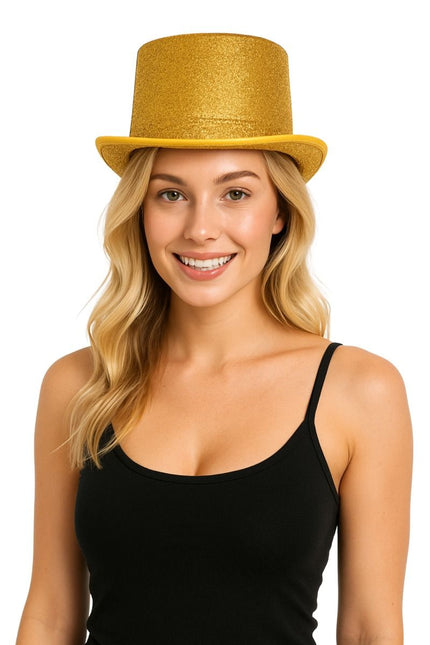 Cappello Alto Glitterato Oro