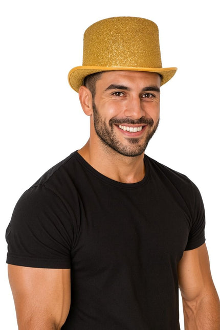 Cappello Alto Glitterato Oro