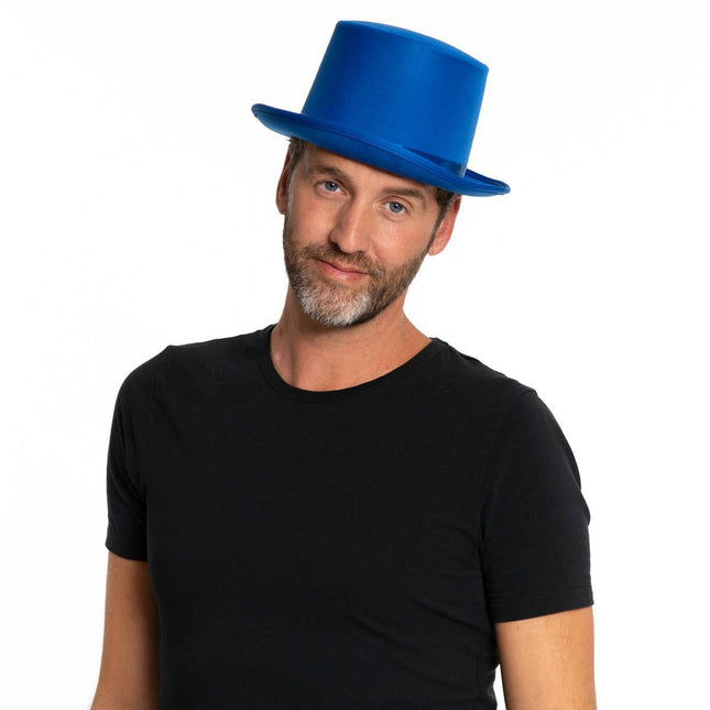 Cappello alto in raso blu