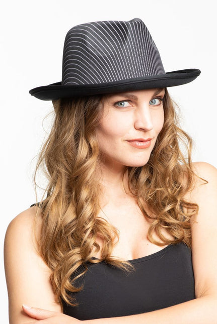 Cappello Gangster in raso a righe nere