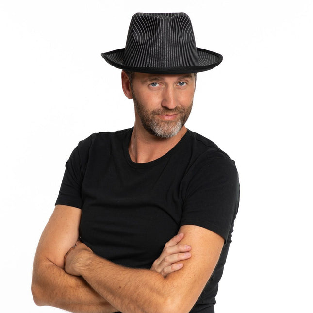 Cappello Gangster in raso a righe nere