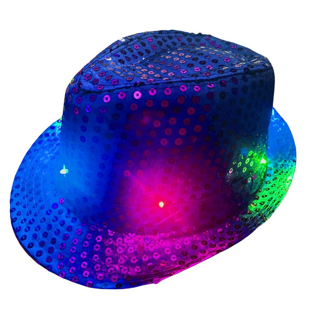 Cappello con paillettes blu con luce incl. batterie