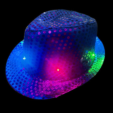 Cappello con paillettes blu con luce incl. batterie