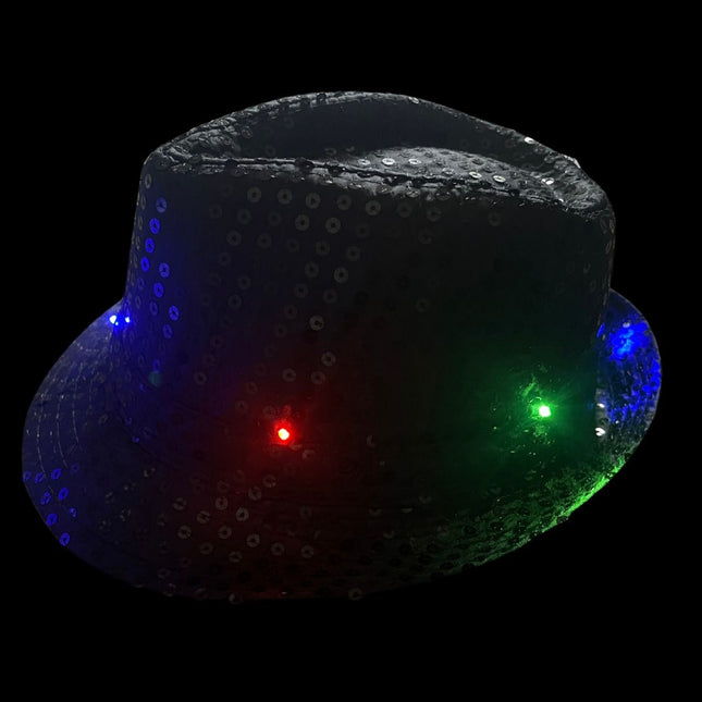 Cappello con paillettes nero con luce incl. batterie