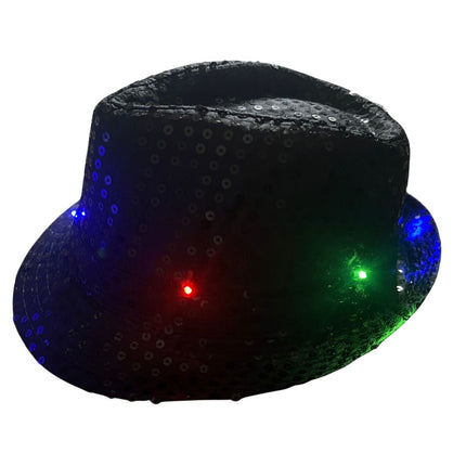 Cappello con paillettes nero con luce incl. batterie
