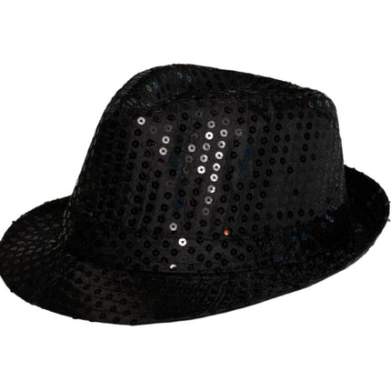 Cappello con paillettes nero con luce incl. batterie
