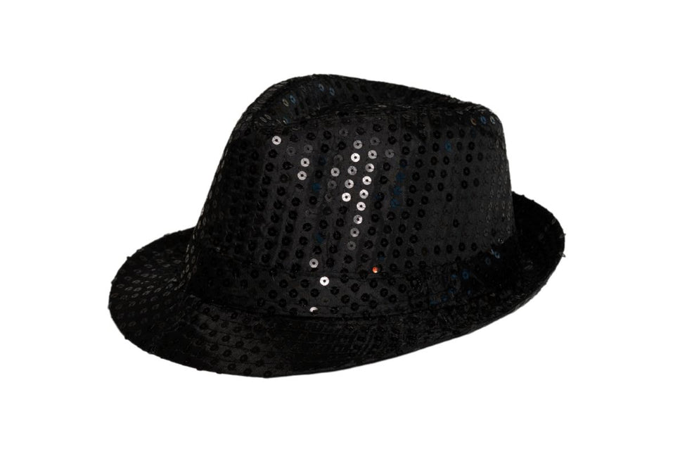 Cappello con paillettes nero con luce incl. batterie