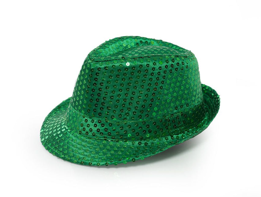 Cappello con paillettes verde con luce incl. batterie