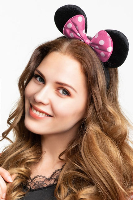 Cerchietto per topi con fiocco rosa