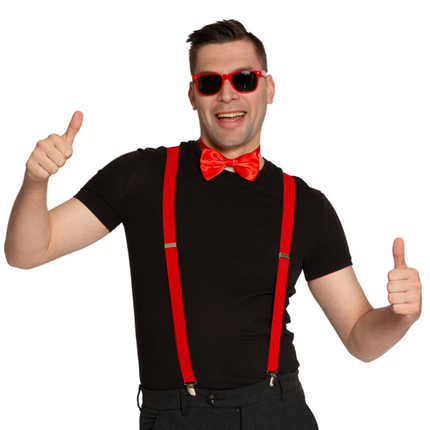 Set bretelle/occhiali/striscia rossa