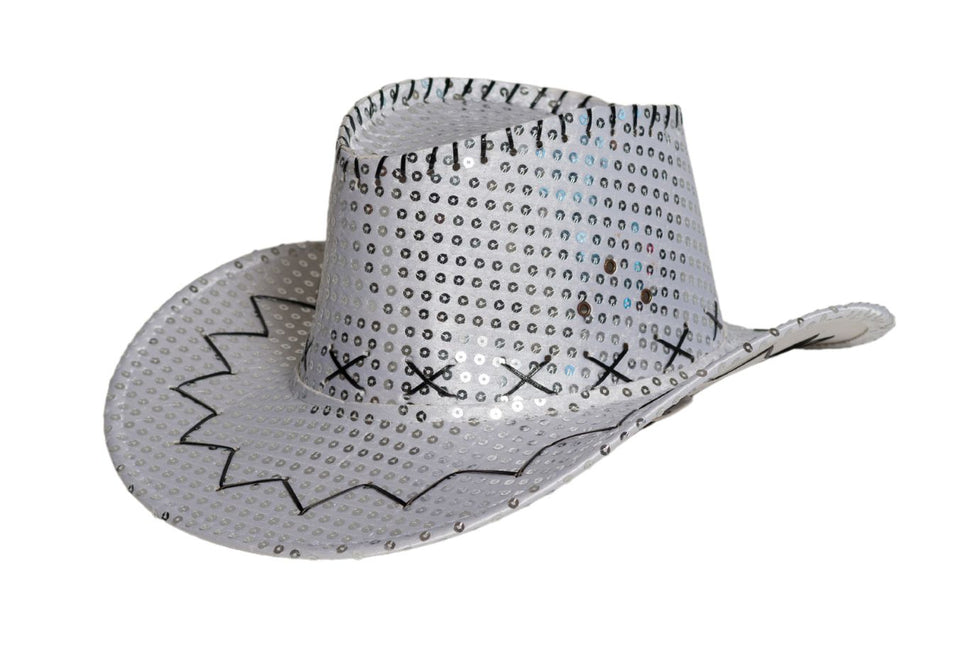 Paillettes per cappello da cowboy argento - Confezione da 6