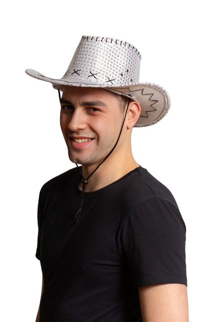 Paillettes per cappello da cowboy argento - Confezione da 6