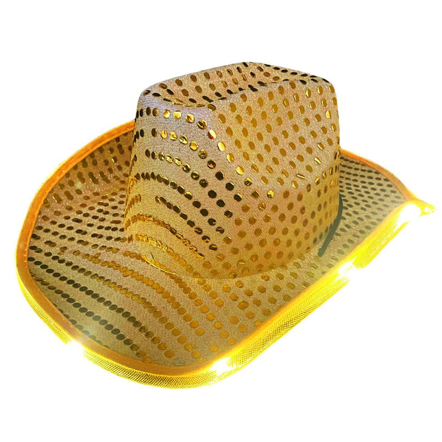 Paillettes per cappello da cowboy con luce incl. batterie Oro - Confezione da 6 pezzi