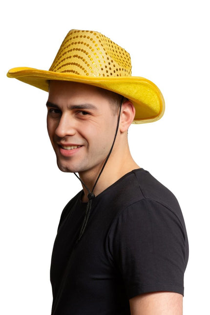 Paillettes per cappello da cowboy con luce incl. batterie Oro - Confezione da 6 pezzi