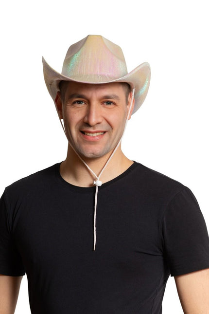 Cappello da cowboy argento lucido - Confezione da 6
