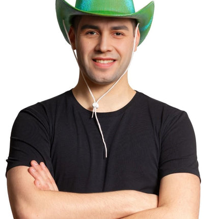 Cappello da cowboy verde lucido - Confezione da 6