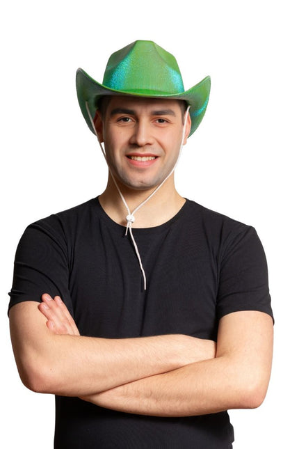 Cappello da cowboy verde lucido - Confezione da 6