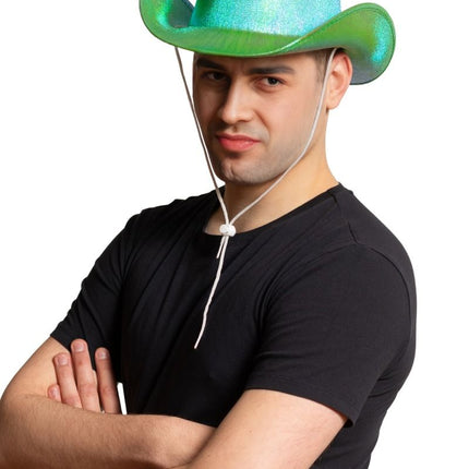 Cappello da cowboy verde lucido - Confezione da 6