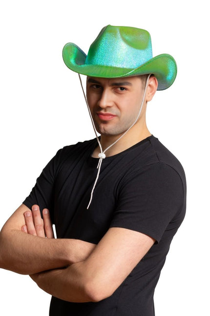 Cappello da cowboy verde lucido - Confezione da 6