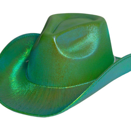 Cappello da cowboy verde lucido - Confezione da 6
