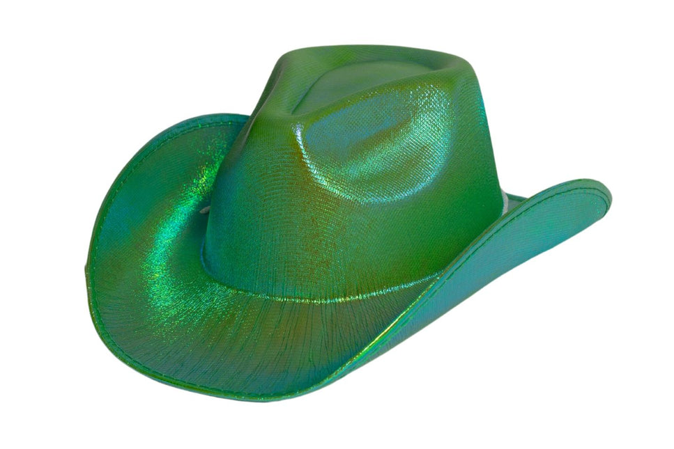 Cappello da cowboy verde lucido - Confezione da 6