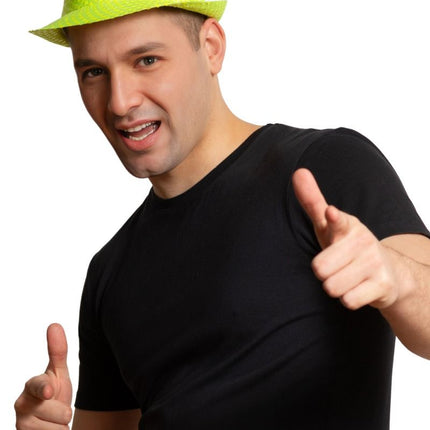 Cappello con paillettes verde neon