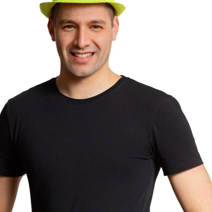Cappello con paillettes verde neon