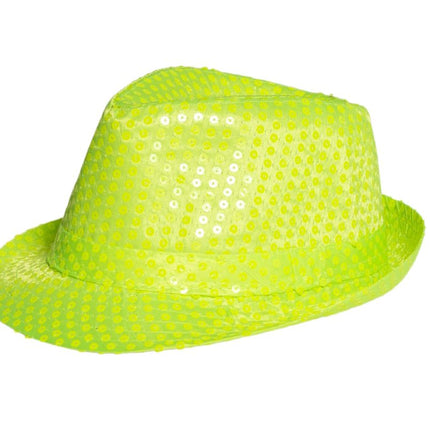 Cappello con paillettes verde neon