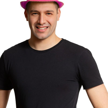 Cappello di paillettes rosa neon - Confezione da 6