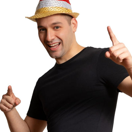 Cappello con paillettes rosso/bianco/giallo - Confezione da 6 pezzi