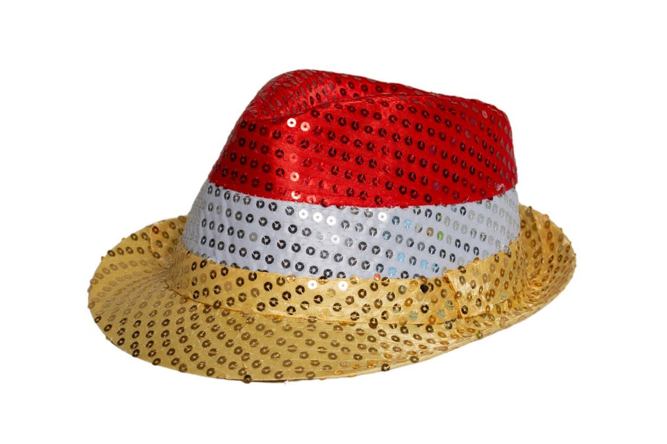 Cappello con paillettes rosso/bianco/giallo - Confezione da 6 pezzi